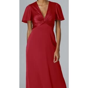AW BRIDAL 10 L deep claret red Scarlett bridesmaid formal party maxi dress 0b9